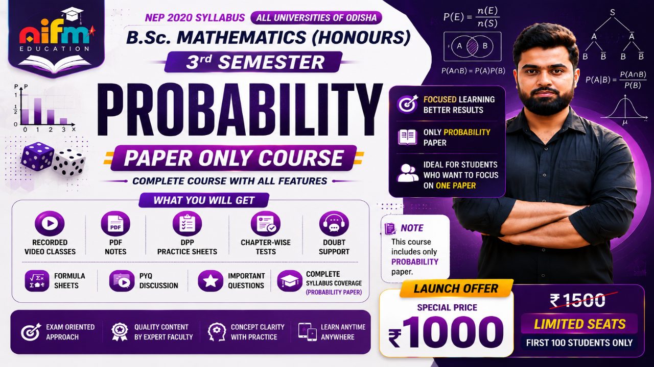 3rd Sem Probability – Single Paper