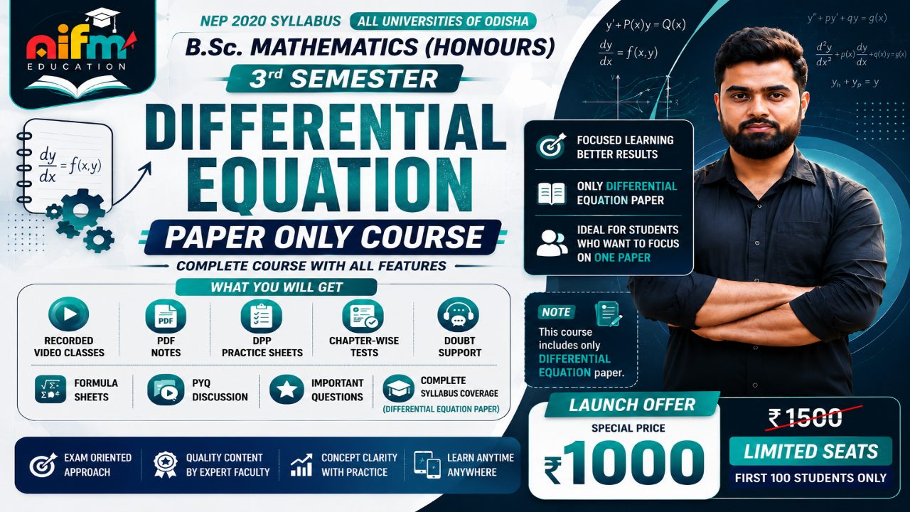 3rd Sem Differential Equations-I – Single Paper
