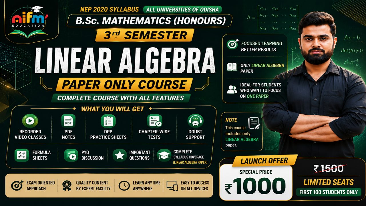3rd Sem Linear Algebra – Single Paper