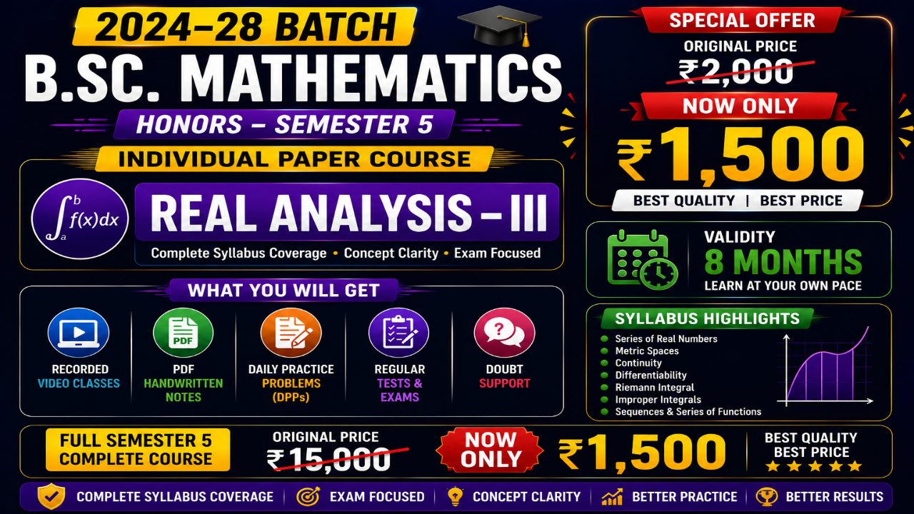 5th Sem Real Analysis-III – Single Paper